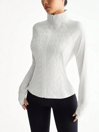 Easithlete Damer i enfärgad zip-Up Casual långärmad vinterjacka, minimalistisk stil