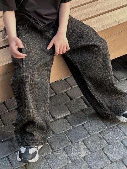 Dazy Kids 儿童宽松男童牛仔裤 豹纹