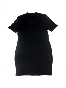 INAWLY Große Größe Lässig Schmetterlingsprint figurbetonte Kurzarmkleid für den Sommer