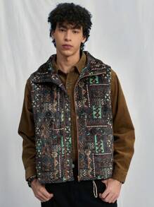 Manfinity VCAY Men's Knit Fashion Casual Sleeveless Open Front Vest, Fashion Colorful Graphic Flannel Vest, For Friends, Husband, Boyfriend Gifts, For Fall Winter - Multicolor - View 1