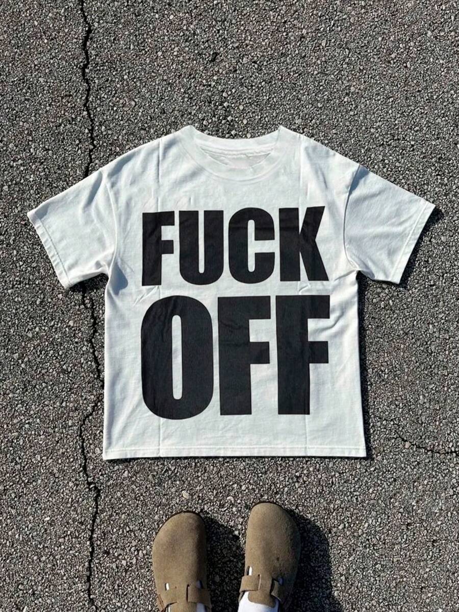 Manfinity Dauomo Camiseta casual de hombre de cuello redondo, simple y de moda para uso cotidiano - Blanco - Ver 1