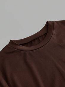 SHEIN Essnce 3pcs Round Neck Plain Color Frill Asymmetric Hem Short Sleeve T-Shirt - Multicolor - View 10