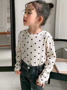 DAZY Camiseta de punto de cuello redondo pequeña para niña, ropa de otoño