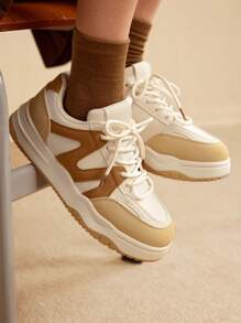 CUCCOO EASI 女士帆布低帮滑板鞋，新款运动鞋，百搭休闲运动鞋，白色女鞋运动鞋经典运动鞋休闲步行鞋春季鞋春假复活节 - 杏色 - 查看 3