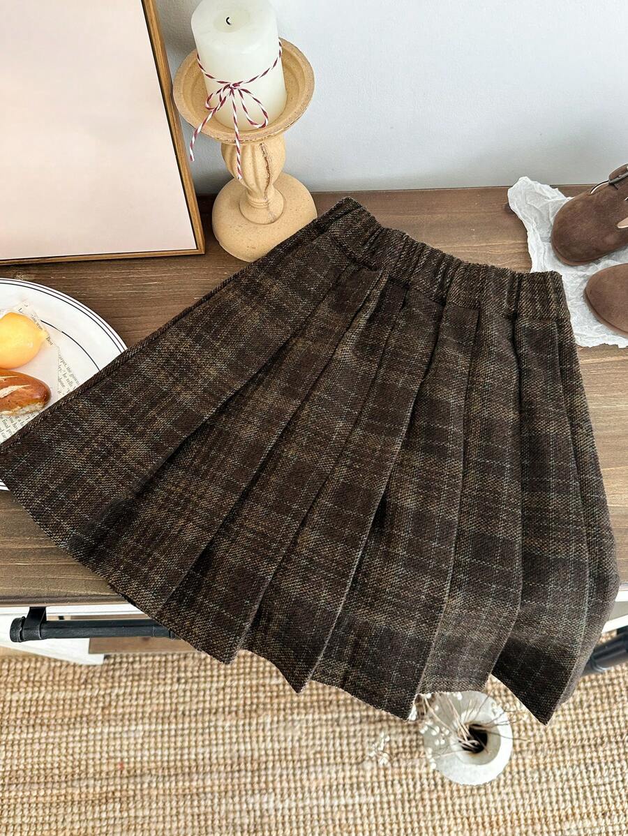 DAZY 青少年女孩大格子裙 - 棕色 - 查看 1