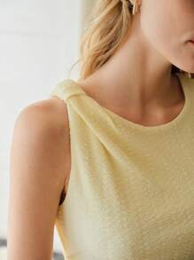 MOTF PREMIUM 纹理褶饰针织长裙 - 黃色 - 查看 3