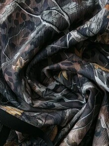 Flirla 大码女式迷彩豹纹蝴蝶结装饰宽松裤