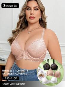 3件套加大码蕾丝钢圈内衣文胸