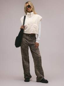 MUSERA Faux Fur Cropped Vest Winter Evening - Apricot - View 4