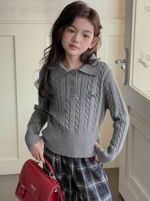 DAZY Tween Girl Tween Girl Turtleneck Sweater For Fall - Grey - View 5