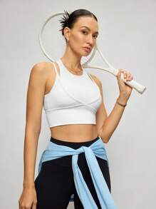 Activina Women's White Color Sleeveless Simple Modifying Casual Sports Top For Pilates & Yoga - White - View 1