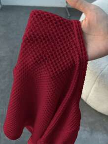 SHEIN EZwear Valentine's Day,Beige Knitted Women Short Sleeve T-Shirt, Minimalist Casual Everyday Wear