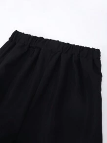 Teen Girl Gray Top And Black Long Straight Leg Pants Set - Black - View 3