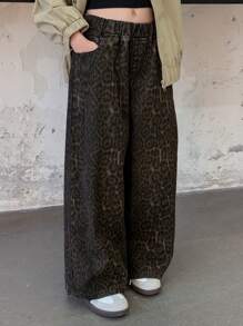 DAZY Tween Girl' Leopard Print Denim Pants Jeans,Back To School Clothes Fall,Winter - Brown - View 8