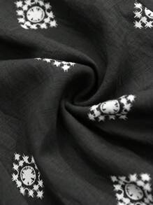 Breezaya Quần ống rộng cạp cao phong cách Bohemian thường ngày cho nữ - màu đen - Xem 7