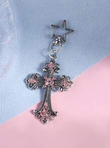 ROMWE 1 Pc Y2K Gothic Cross Bag Charm & Key Chain, Bag Accessory For Valentine's Day, Halloween - Multicolor - View 4