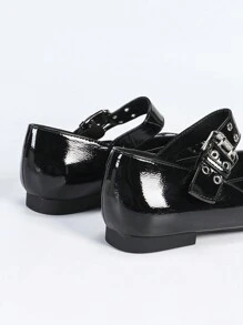 CUCCOO GRLICON Giày bệt phong cách Y2K dành cho nữ, phù hợp với phong cách Punk, Biker, cô gái cá tính, Halloween, Giáng sinh, trang phục dự tiệc - màu đen - Xem 4