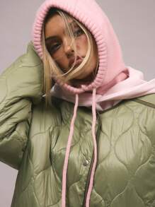 MUSERA Padded Quilted Popper Jacket Winter Evening - Green - View 5