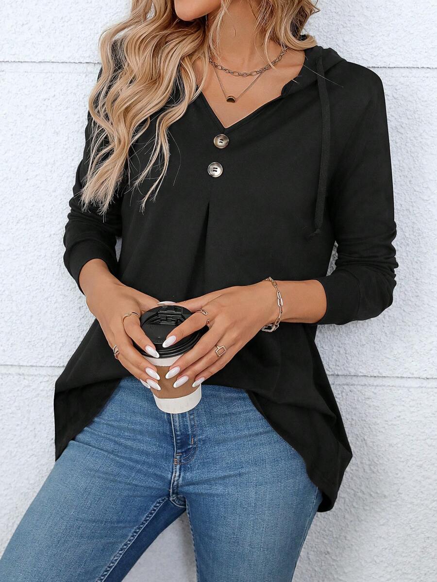 SHEIN LUNE Women's Casual Hooded Long Sleeve Sweatshirt, Hoodies Women, Sweatshirts Fall Cloth For Women