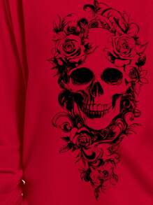 SHEIN LUNE Camiseta de manga larga con diseño de esqueleto y un solo tirante, para mujer talla grande y estilo informal