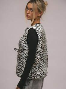 MUSERA Áo vest không tay có đệm, buộc dây phía trước, họa tiết chấm bi kiểu chó đốm, thích hợp cho mùa thu xuân hè và các dịp lễ. - màu đen - Xem 3