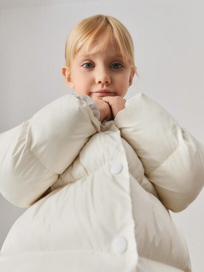 Maija Kids Maija Kids Young Girl Oversized Casual Thick Stand Collar Long Coat