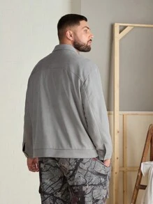 Manfinity NXTstreet Chaqueta de manga larga gris de corte holgado para hombre de talla grande