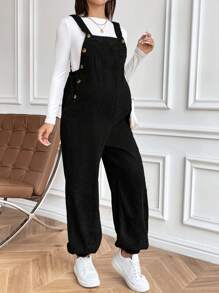 SHEIN Brown Elastic Adjustable Maternity Casual Jumpsuits