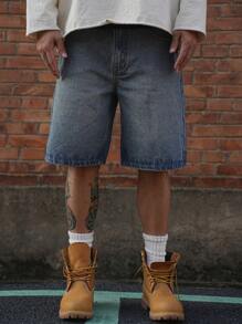 DAZY Summer Solid Blue Men's Denim Shorts Jorts
