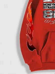 ROMWE MEN Street Life Men's Front Zip Print Hoodie & Pants Set - Multicolor - View 5