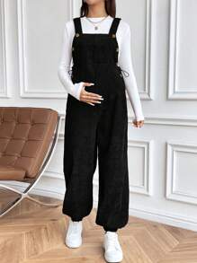 SHEIN Brown Elastic Adjustable Maternity Casual Jumpsuits