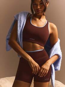 Athîral Conjunto deportivo de camisola y pantalones cortos con adorno, uso diario casual y elegante minimalista para mujeres