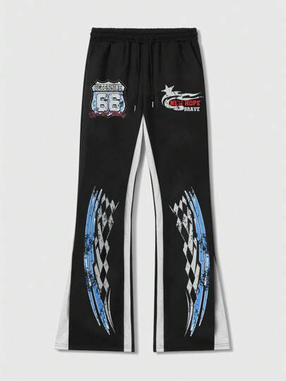 Street Life Pantalon de survêtement à volants à imprimé patchwork pour hommes