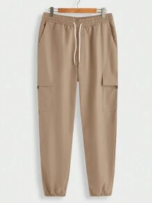 Manfinity RelaxMax 男士套装包括圆领上衣和长裤 - 卡其色 - 查看 3