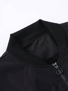 Manfinity Homme 大码男士休闲纯色保暖内衬夹克，秋冬季外出时尚黑色保暖长袖夹克，适合朋友、丈夫、男朋友的礼物 - 黑色 - 查看 3