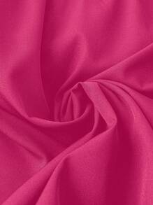 SHEIN LUNE Plus Size Solid Color Round Neck Sleeveless Simple Casual Tank Top, For Summer - Hot Pink - View 3