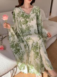 DAZY Đầm dệt kim hoa dáng rộng, dài ngang gối cho nữ, đầm hè, đầm thu, đầm tay dài, trang phục đi nghỉ mát, lễ Phục sinh cho nữ - màu xanh lá - Xem 7