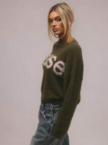 MUSERA Muse 标志图案蓬松针织套衫春季 Y2K 90 年代休闲可爱甜美 Muse 超大机场假日秋季