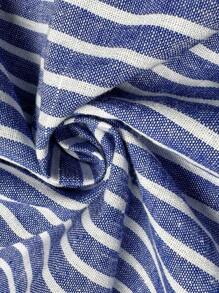 SHEIN Clasi Plus Size Blue Striped Casual Elegant Business Attire Loose Fit Tie Front Bow Decor Blouse - Blue - View 8