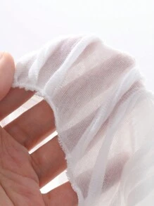 FRIFUL Women's White Loose Fit Round Neck Blouse, Textured Fabric Long Sleeve Top