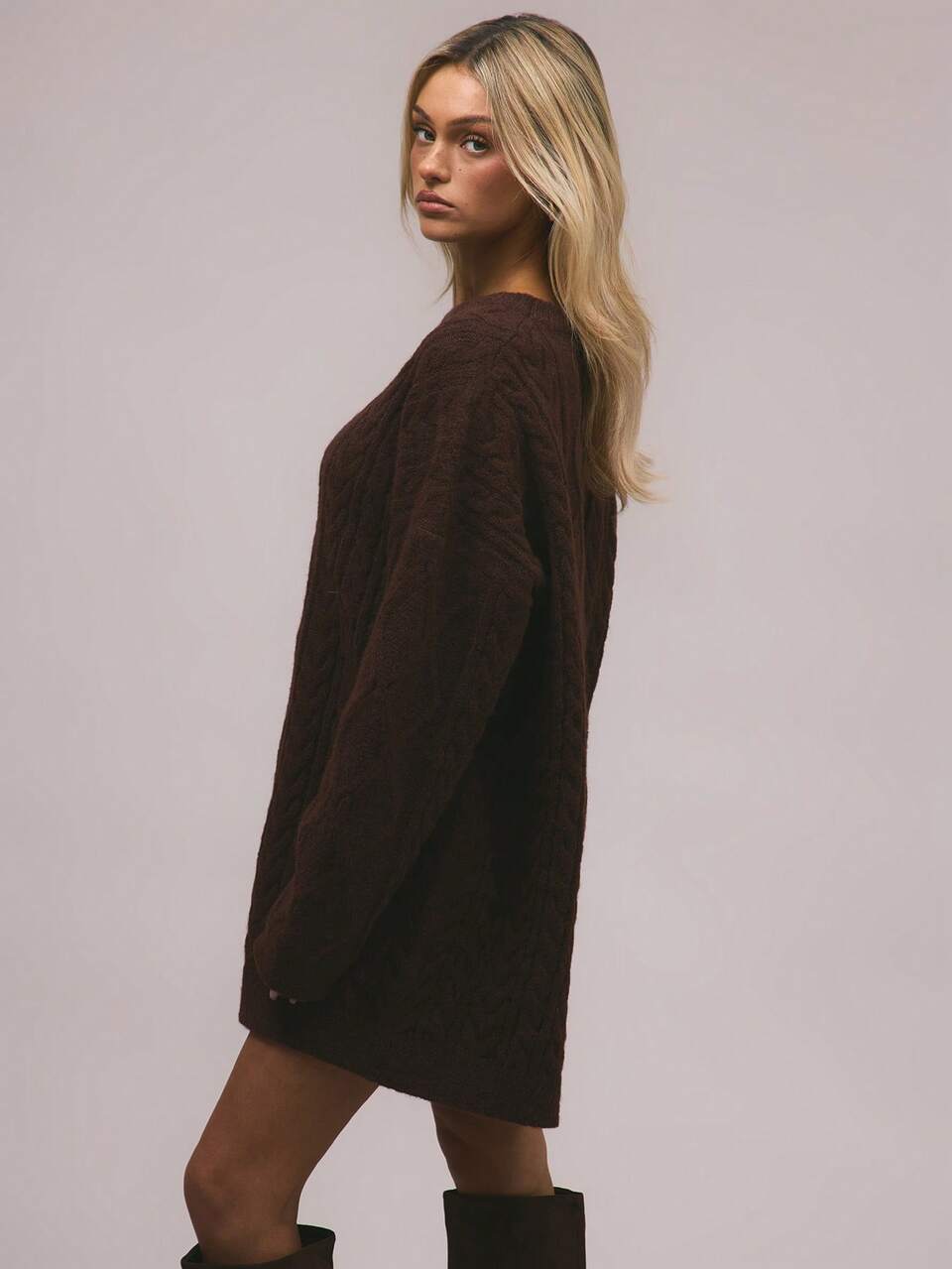 Oversized Cable Knit Jumper With Leg Warmers Party Elegant Chic Spring