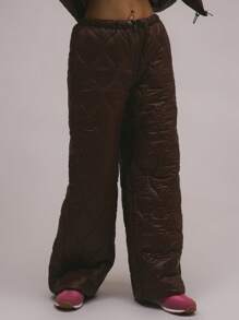 MUSERA Quần dài chần bông kiểu thập niên 90, phong cách mùa hè dễ thương, ấm áp, thanh lịch, sang trọng và thường ngày. - Màu nâu Sô-cô-la - Xem 2