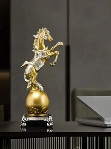 1 件可爱站立马装饰，创意工艺品装饰雕像，适合家庭、书房、客厅、卧室、咖啡店酒吧、办公桌展示，完美的节日和礼物 - 金色 - 查看 3