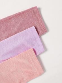 3pcs Baby Girls Solid Color Crew Neck Long Sleeve Ruffle Hem Dress Set, Pink/Purple/Rose - Multicolor - View 5