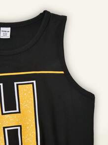 SHEIN Explorewe 1pc Girls Retro American College Style Letter Graphic A-Line Camisole Dress