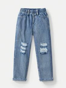 年轻男孩休闲百搭舒适熊图案牛仔夹克 + 牛仔裤套装，适合日常穿着