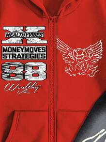 ROMWE MEN Street Life Men's Front Zip Print Hoodie & Pants Set - Multicolor - View 4