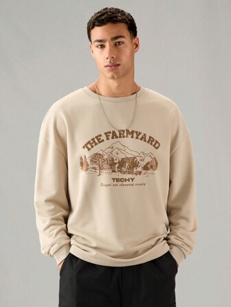 Manfinity RebelGame Camiseta de manga larga holgada de punto informal para hombres, para uso diario de los jóvenes