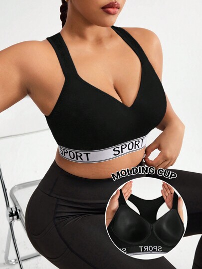 Rhythm Era Plus Size Seamless Sports Bra, High Support Cross Back Design,With Sewn-In Pads,Non-Removable Pads For Women High Support Racerback,Workout, Yoga, Running