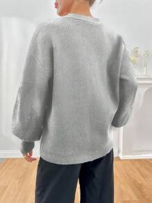 SHEIN Cottnline Women Rhinestone Flower Button Detailed Soft Touch Elegant Chick Cardigan - Light Grey - View 2